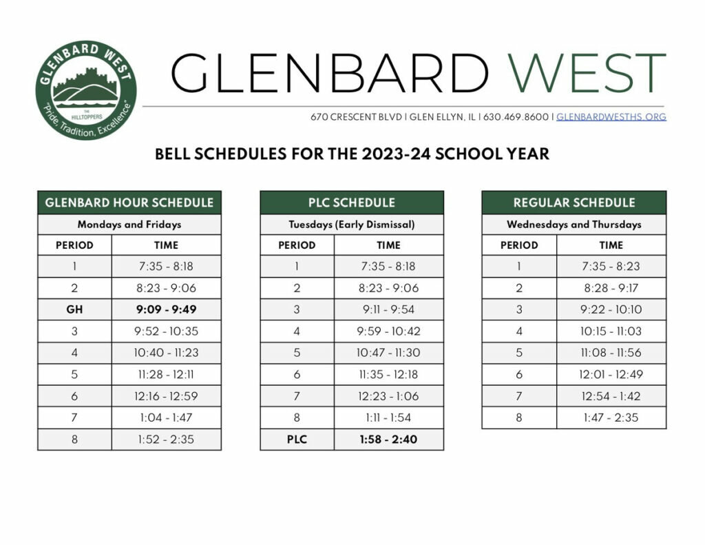 West Bell Schedule 23 24